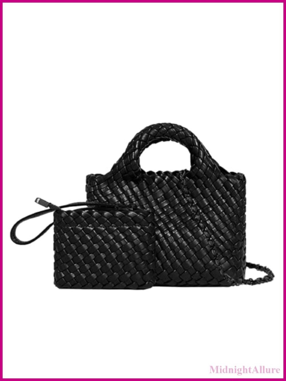Woven Tote Bag Crossbody Handbag with Coin Purse Foldable Satchel Purse